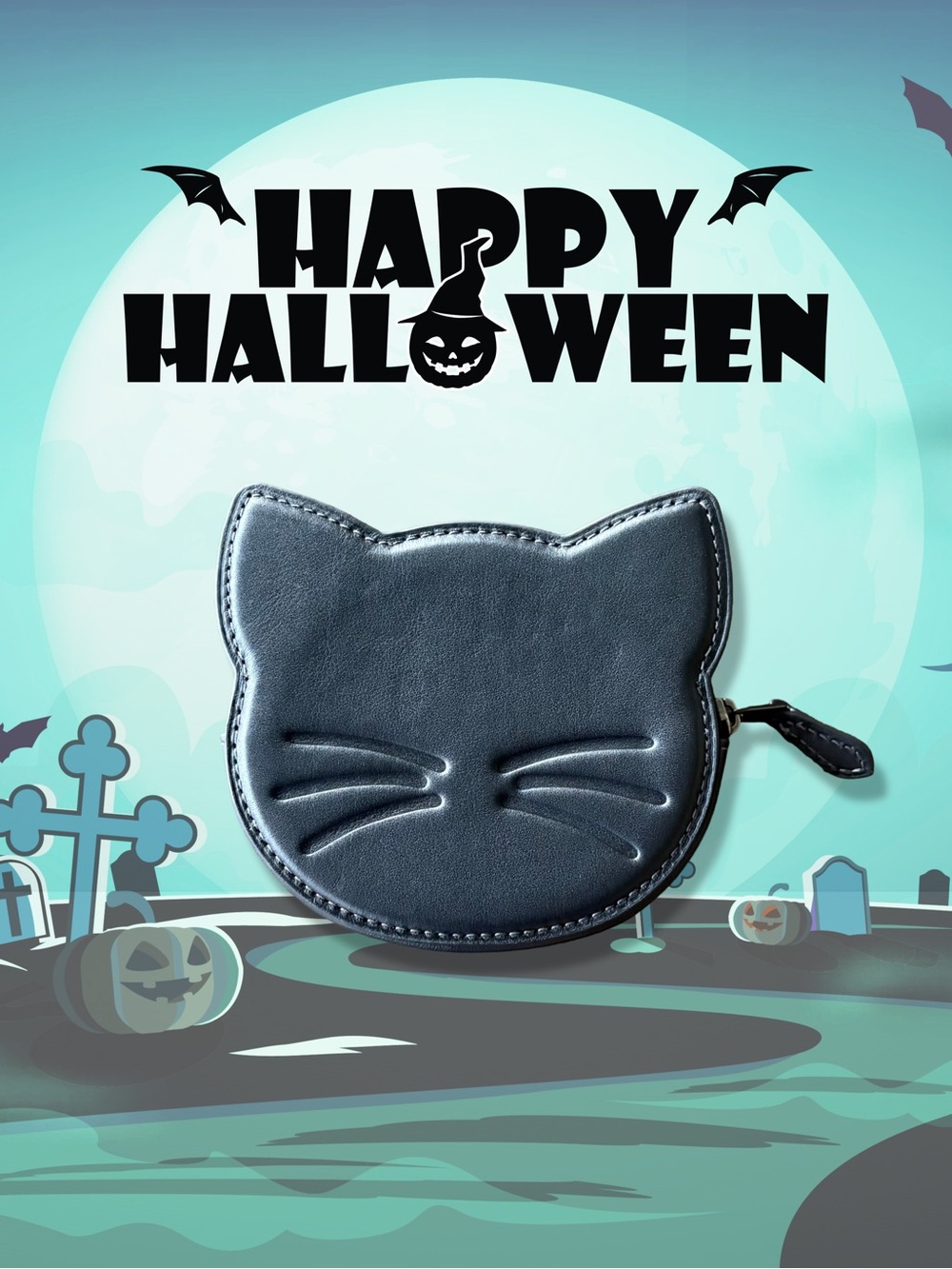 Coach Halloween Cat Coin Case